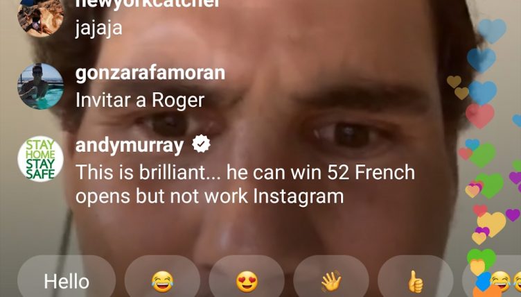 Rafael Nadal Instagram Live with Andy Murray fail 3
